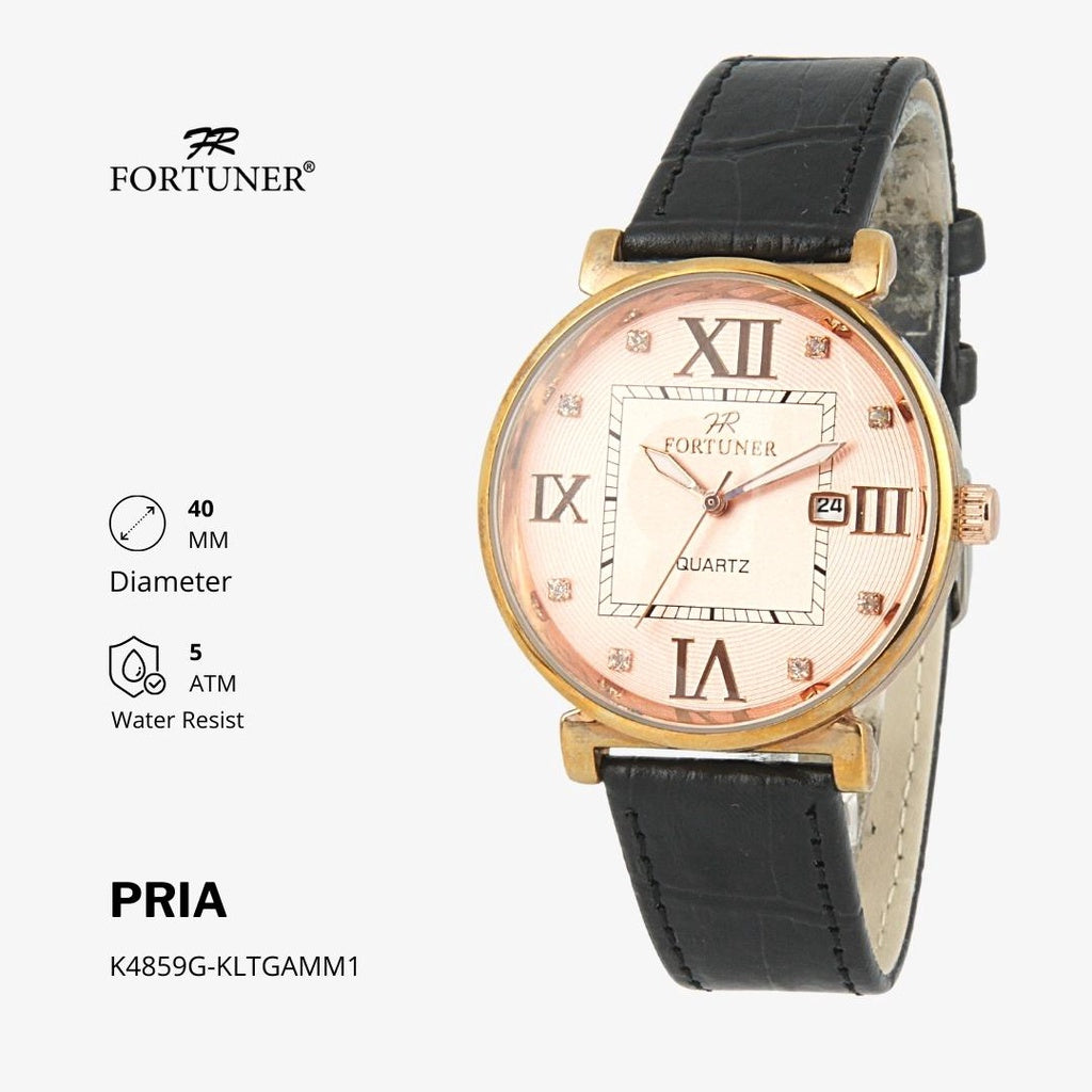 Fortuner Jam Tangan Analog Pria Kulit Klasik Romawi Water Resistant Axel