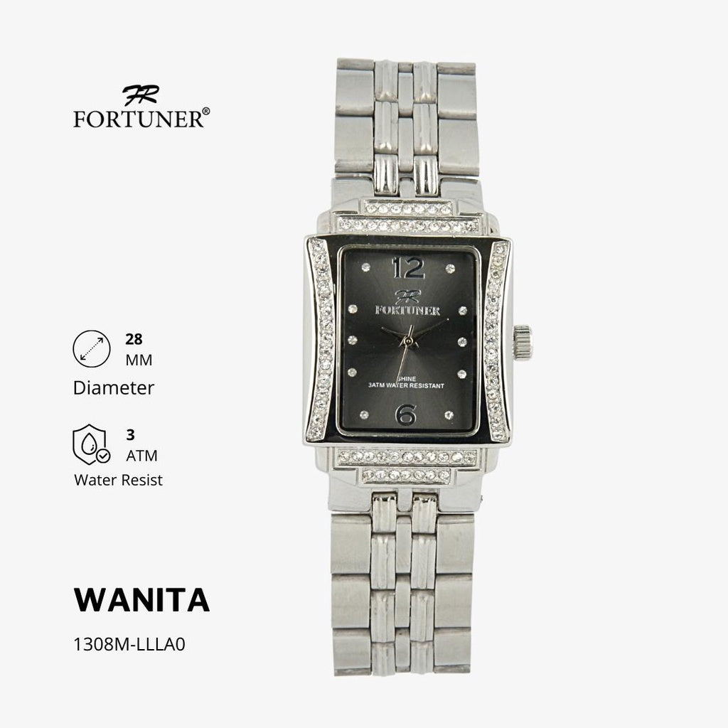 Fortuner Jam Tangan Analog Wanita Klasik Permata Water Resistant Rantai Yolane