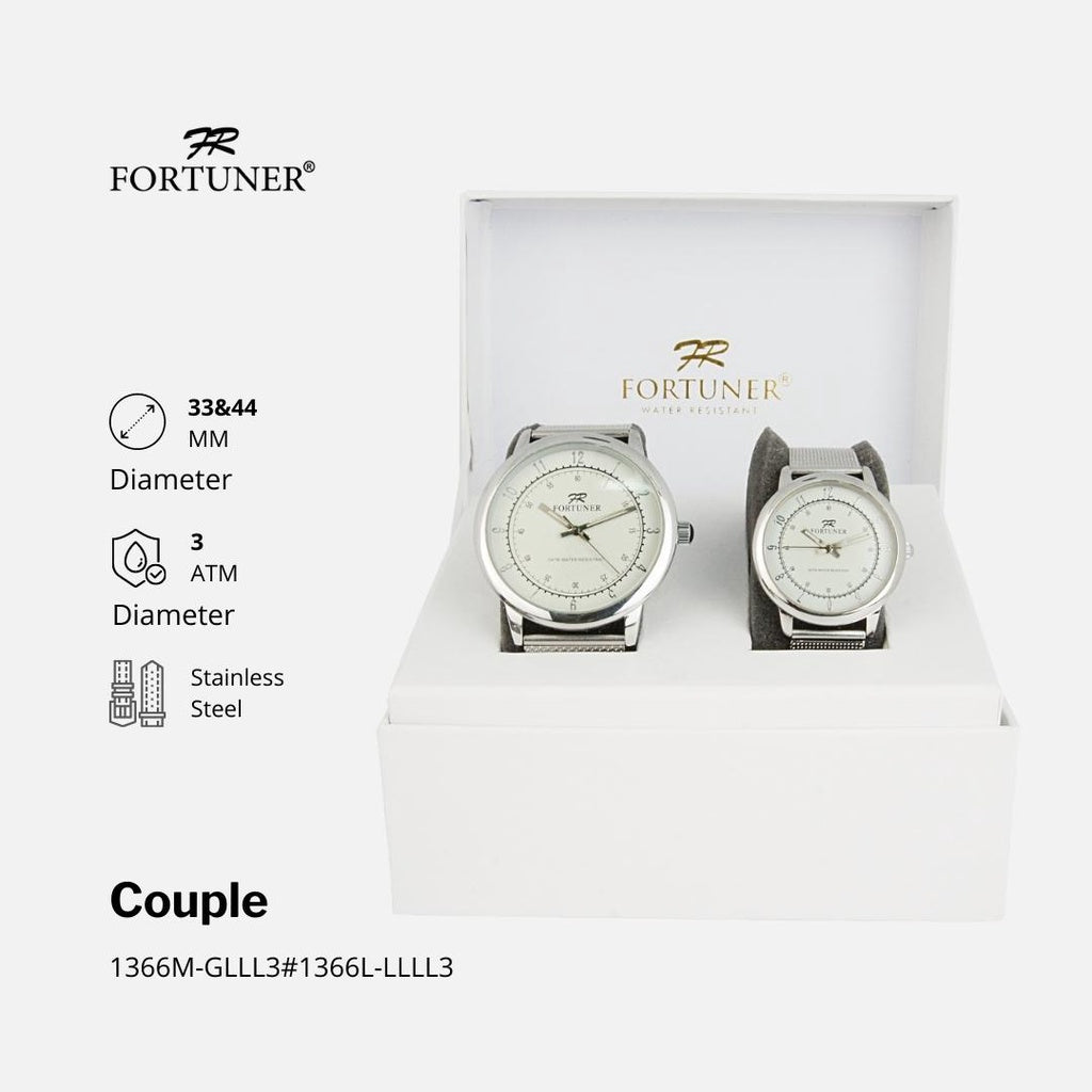 Fortuner Jam Tangan Couple Analog Water Resistant Rantai Pasir Milanese Elois