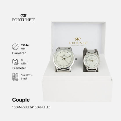 Fortuner Jam Tangan Couple Analog Water Resistant Rantai Pasir Milanese Elois