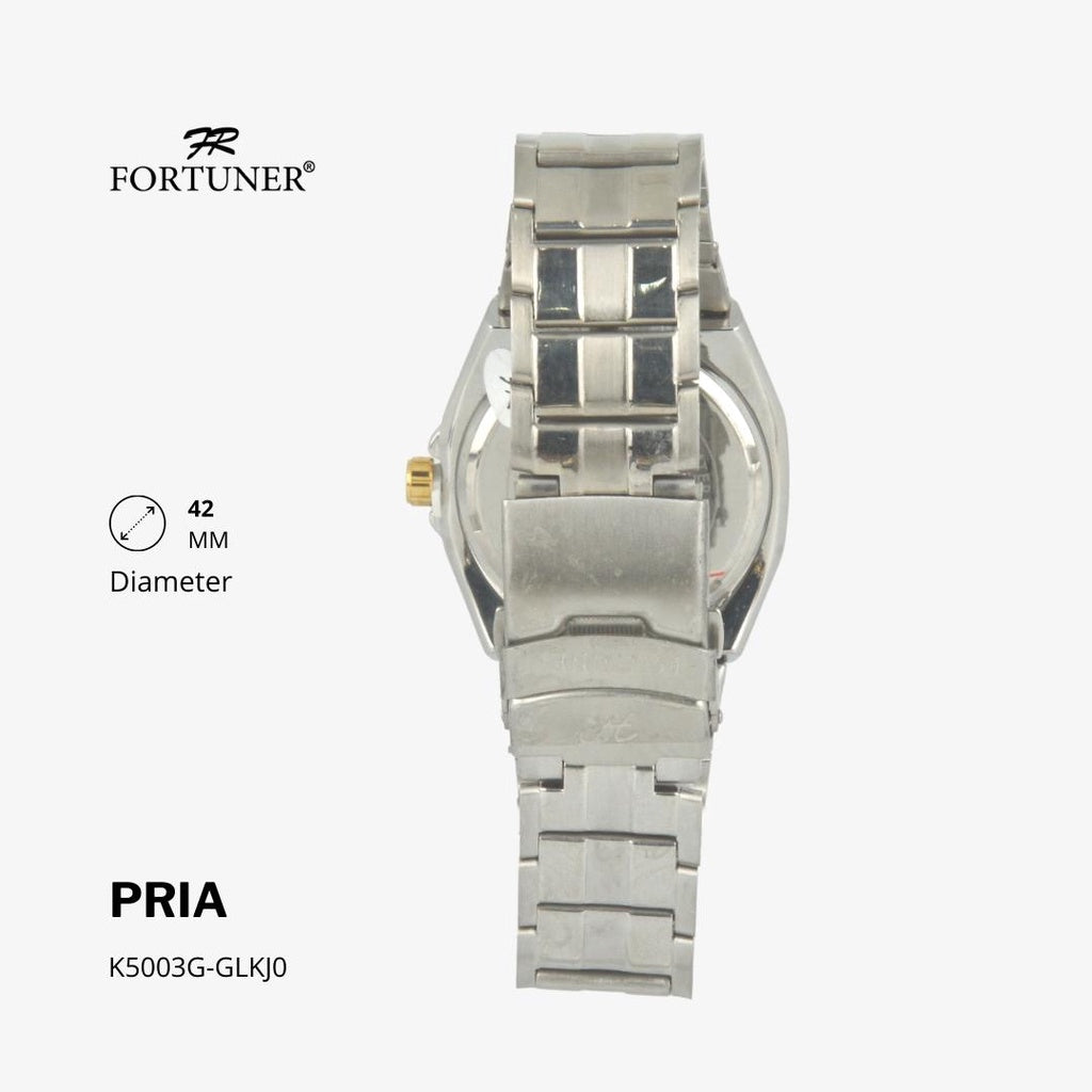 Fortuner Jam Tangan Fashion Pria Analog Water Resistant Rantai Stainless Silver Gold Henleigh