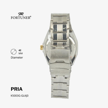 Fortuner Jam Tangan Fashion Pria Analog Water Resistant Rantai Stainless Silver Gold Henleigh