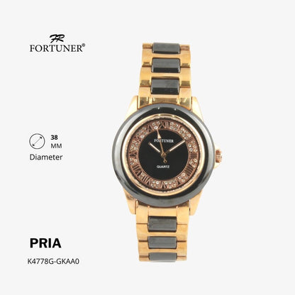 Fortuner Jam Tangan Klasik Pria Analog Gold Silver Water Resistant Romawi Rantai Halbert