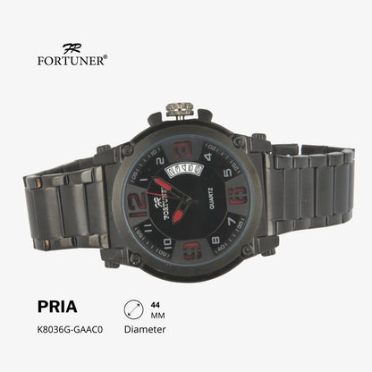 Fortuner Jam Tangan Sports Pria Analog Water Resistant Rantai Stainless Hitam Harrell