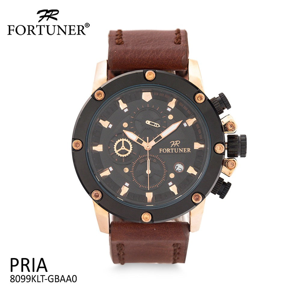 Fortuner Jam Tangan Analog Pria Chrono Water Resistant Akihiro