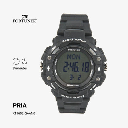 Fortuner Jam Tangan Sports Watch Digital Chrono Pria Black Water Resistant Rubber George