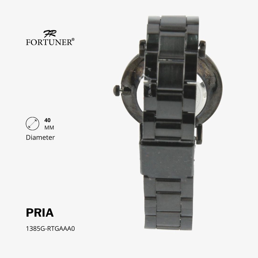 Fortuner Jam Tangan Water Resist / Tahan Air Pria Analog Rantai Stainless Black