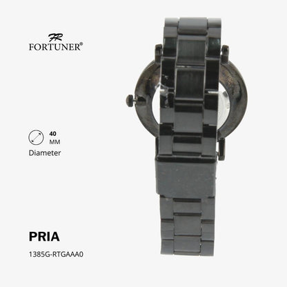 Fortuner Jam Tangan Water Resist / Tahan Air Pria Analog Rantai Stainless Black