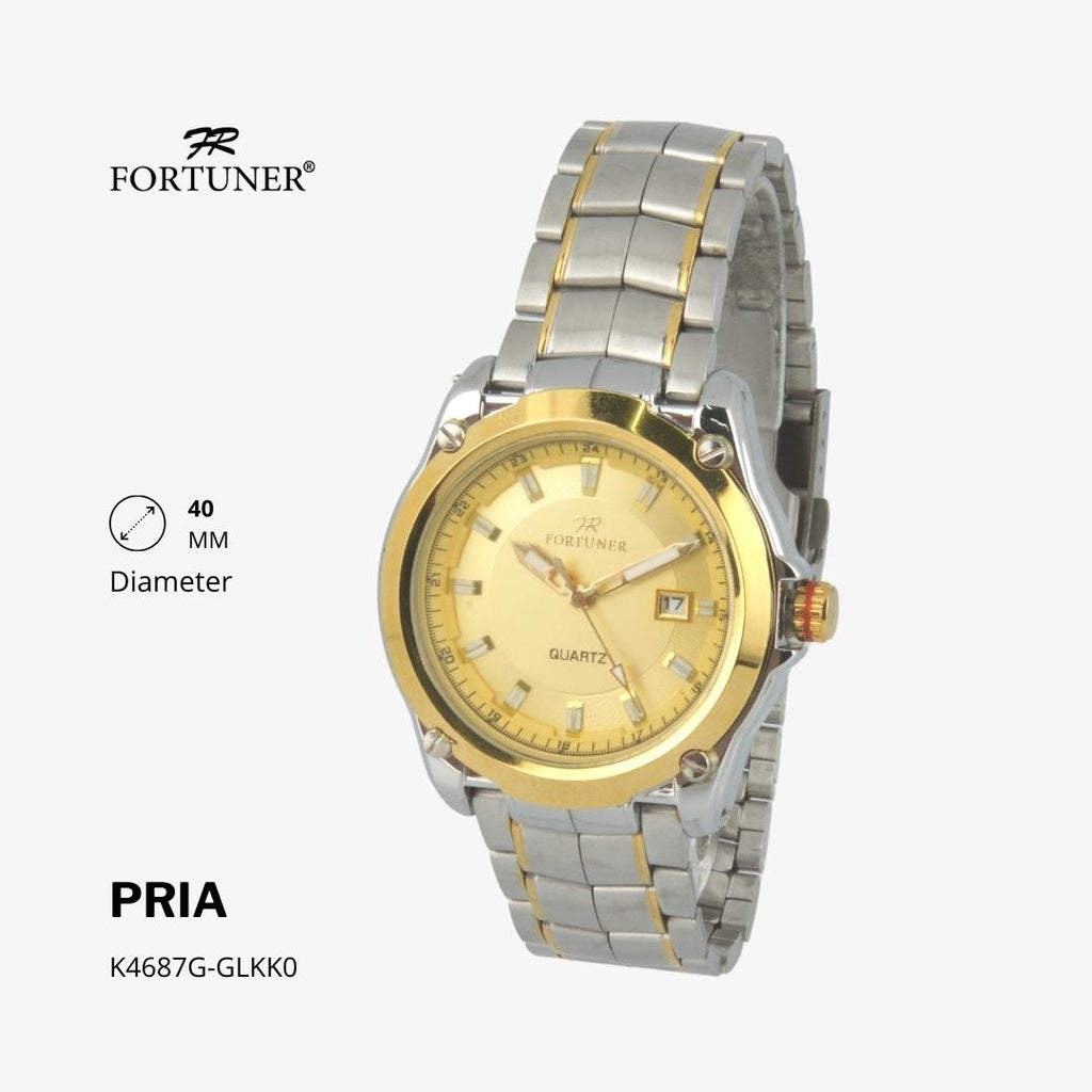 Fortuner Jam Tangan Pria Analog Water Resistant Rantai Stainless Silver Gold Hitam Hanford