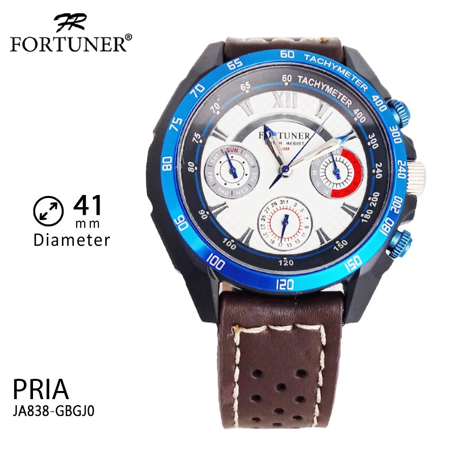 Fortuner Jam Tangan Analog Pria Chrono Water Resistant Kulit Deveon