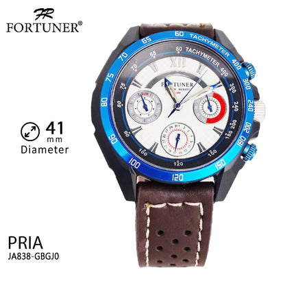 Fortuner Jam Tangan Analog Pria Chrono Water Resistant Kulit Deveon