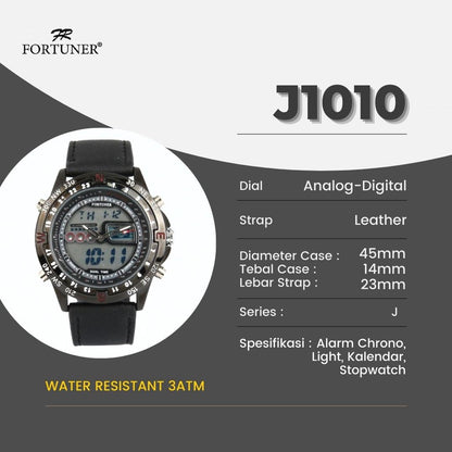 Fortuner Jam Tangan Pria Analog-Digital Water Resistant Kulit Arfon