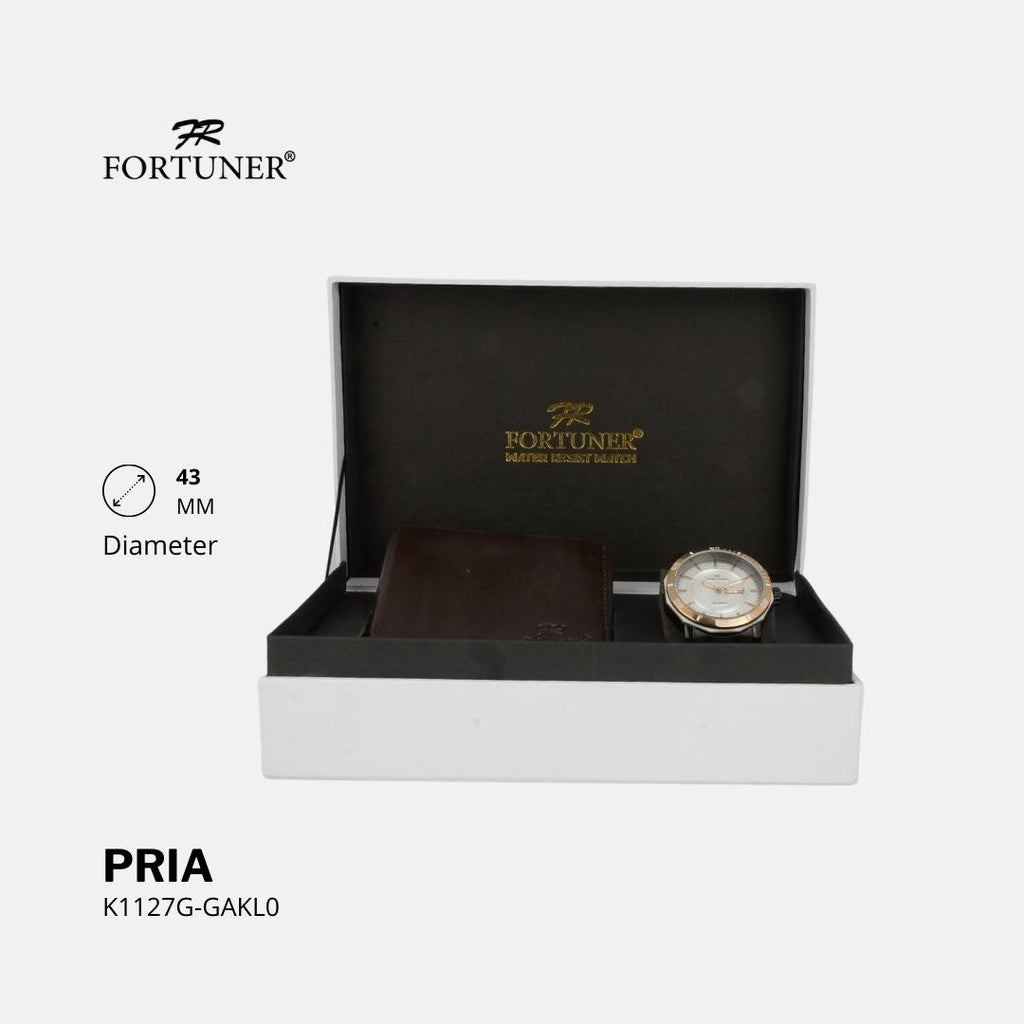 Fortuner Jam Tangan Analog Pria Day-Date Water Resistant Rantai Bonus Dompet dan Box Exclusive Findley