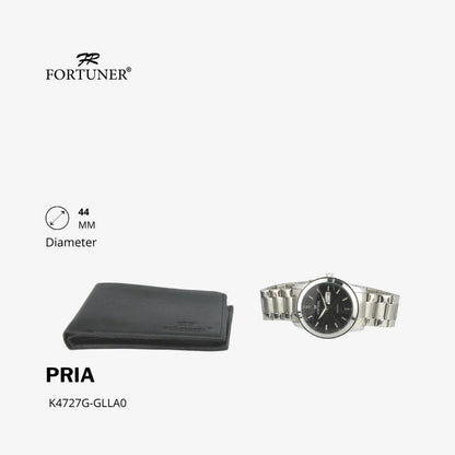 Fortuner Jam Tangan Analog Pria Day-Date Water Resistant Rantai Bonus Dompet dan Box Exclusive Preston