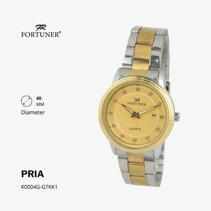 Fortuner Jam Tangan Casual Pria Analog Water Resistant Rantai Stainless Gold Silver Hitam Hoover