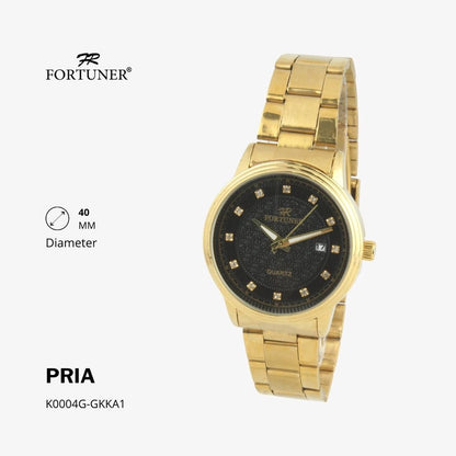 Fortuner Jam Tangan Casual Pria Analog Water Resistant Rantai Stainless Gold Silver Hitam Hoover