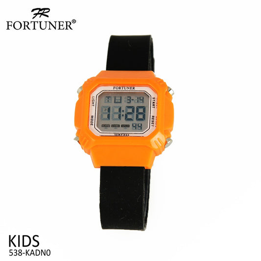 Fortuner Jam Tangan Anak Kids Watch Rubber Black Orange Alfy