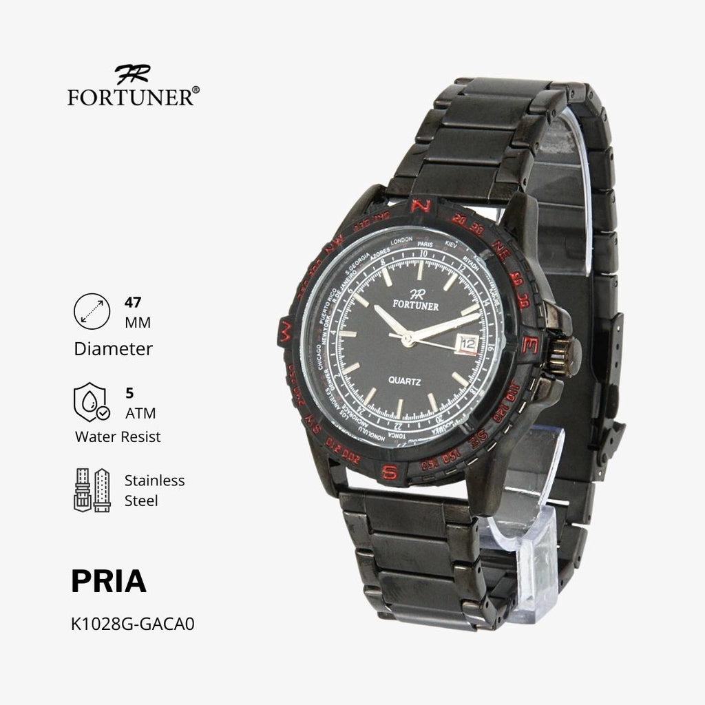 Fortuner Jam Tangan Analog Pria Water Resistant Rantai Waddell