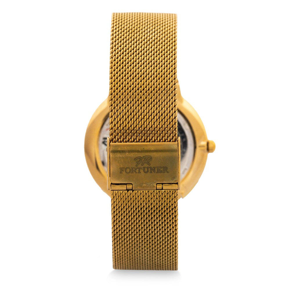 Fortuner Jam Tangan Analog Pria Gold Black Water Resistant An