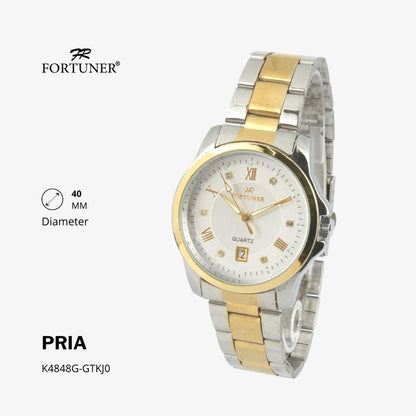 Fortuner Jam Tangan Casual Pria Analog Water Resistant Rantai Stainless Gold Silver Hitam Hoover