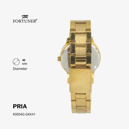 Fortuner Jam Tangan Casual Pria Analog Water Resistant Rantai Stainless Gold Silver Hitam Hoover