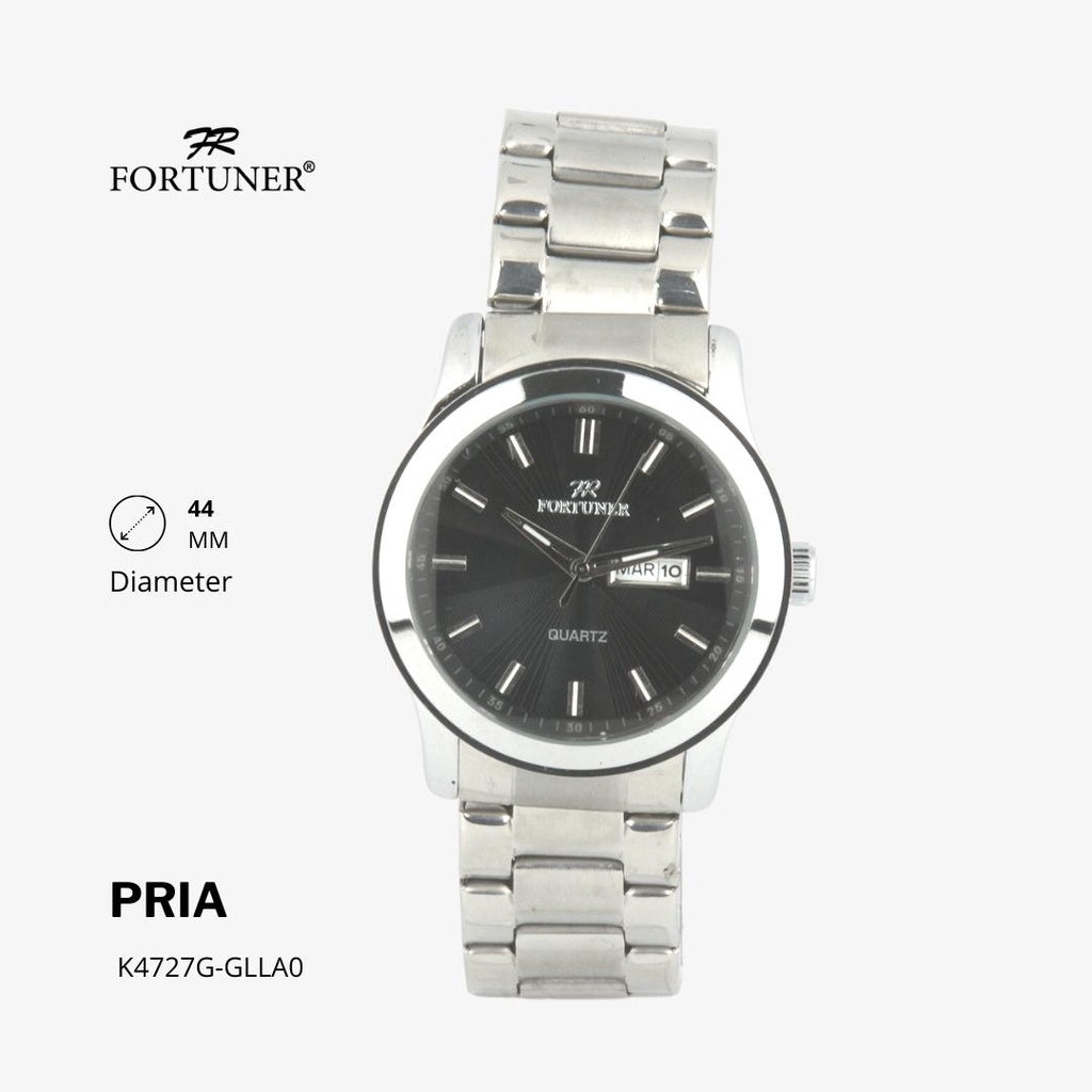 Fortuner Jam Tangan Analog Pria Day-Date Water Resistant Rantai Bonus Dompet dan Box Exclusive Preston