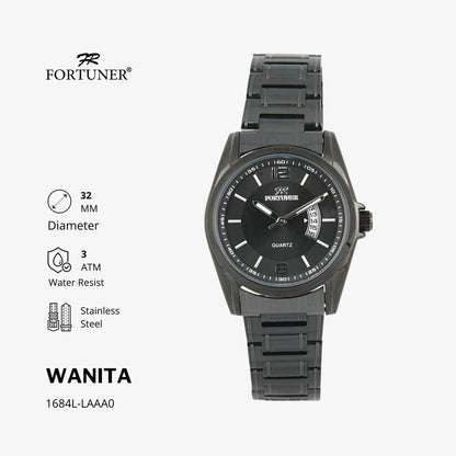 Fortuner Jam Tangan Couple Tahan Air Stainless Analog Klasik Water Resist Hitam Heine