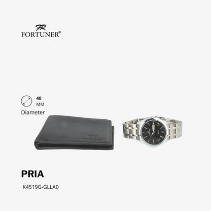 Fortuner Jam Tangan Analog Pria Day-Date Water Resistant Rantai Bonus Dompet dan Box Exclusive Lennox