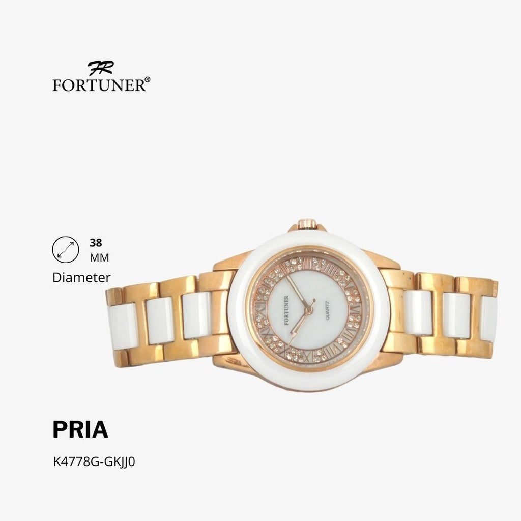 Fortuner Jam Tangan Klasik Pria Analog Gold Silver Water Resistant Romawi Rantai Halbert