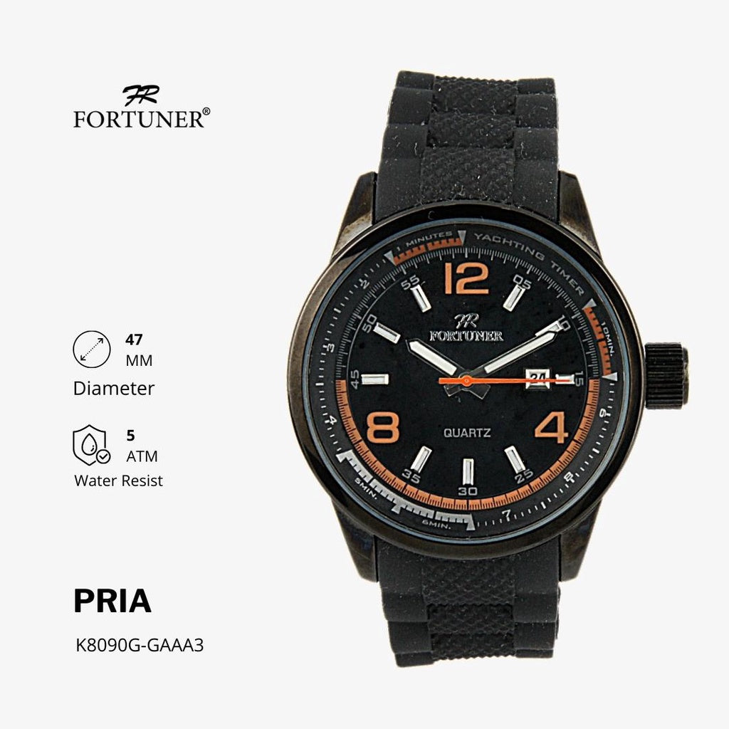 Fortuner Jam Tangan Analog Pria Rubber Water Resistant Halten