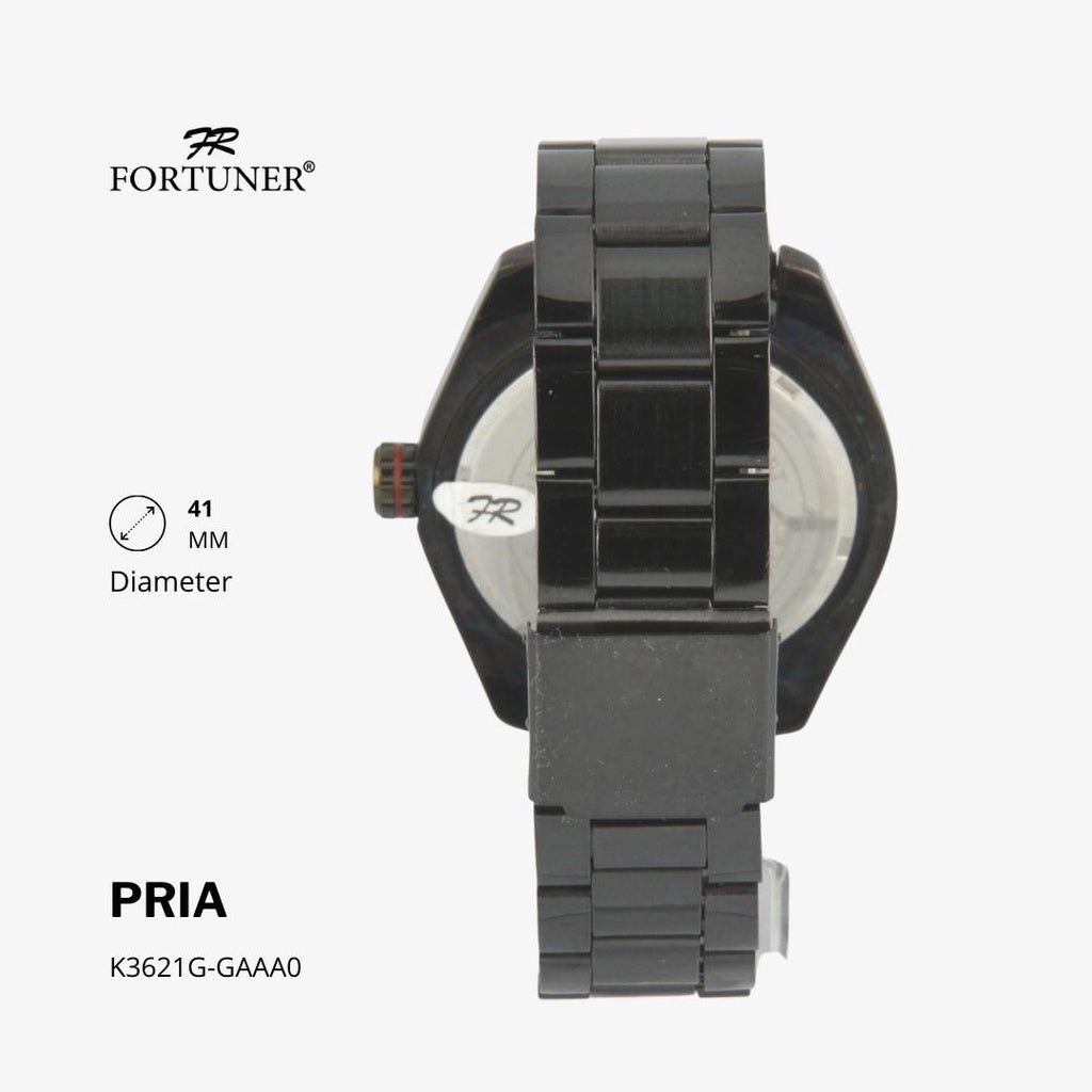 Fortuner Jam Tangan Sports Pria Analog Water Resistant Rantai Stainless Hitam Hobbes