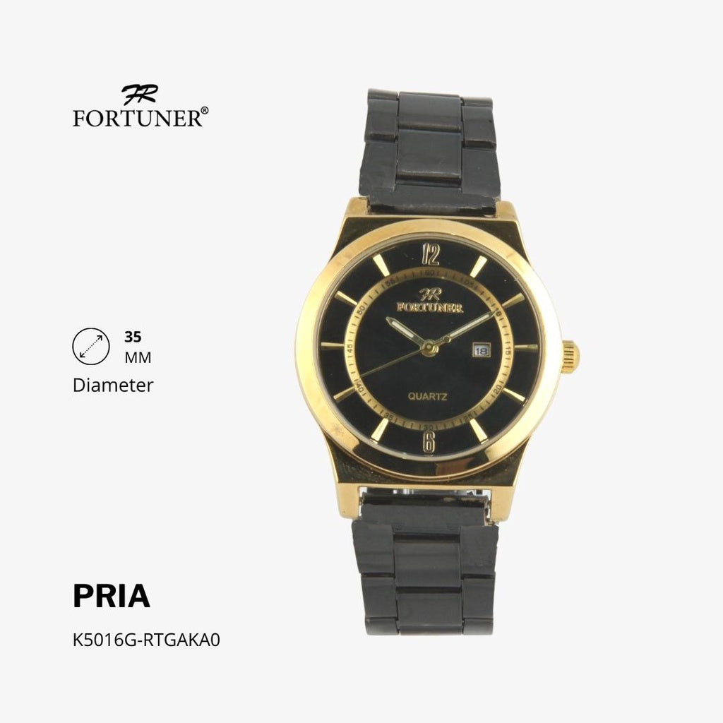 Fortuner Jam Tangan Analog Pria Water Resistant Silver Gold Rantai Harvy