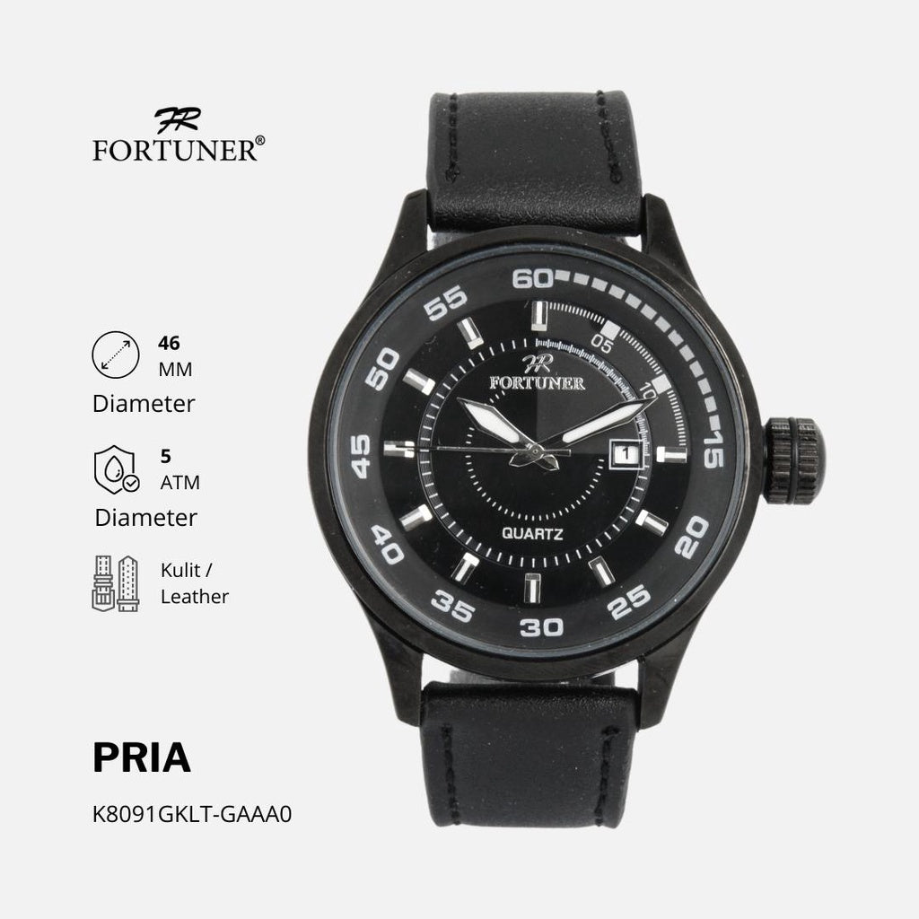 Fortuner Jam Tangan Pria Analog Sport Water Resistant Kulit Bane