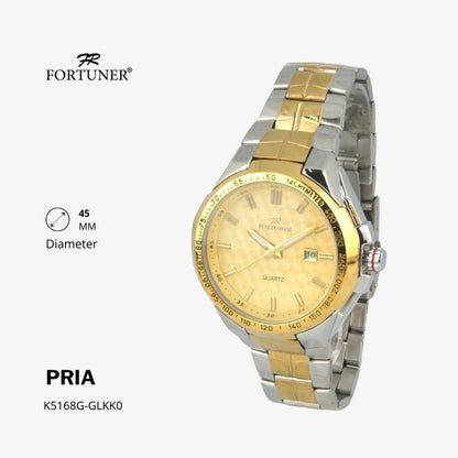 Fortuner Jam Tangan Fashion Pria Analog Water Resistant Rantai Stainless Silver Gold Haniel