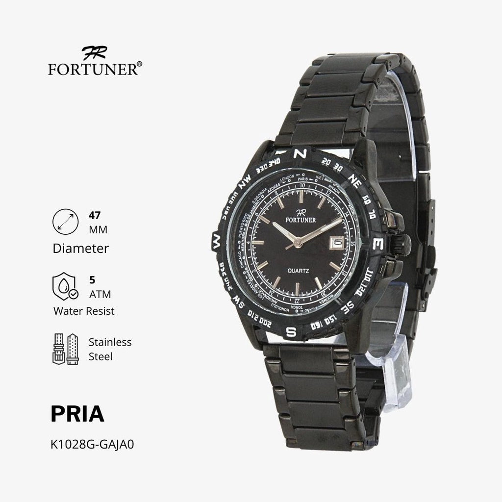 Fortuner Jam Tangan Analog Pria Water Resistant Rantai Waddell