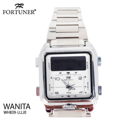 Fortuner Jam Tangan Wanita Dual Time Sport Water Resist Rantai Nesta