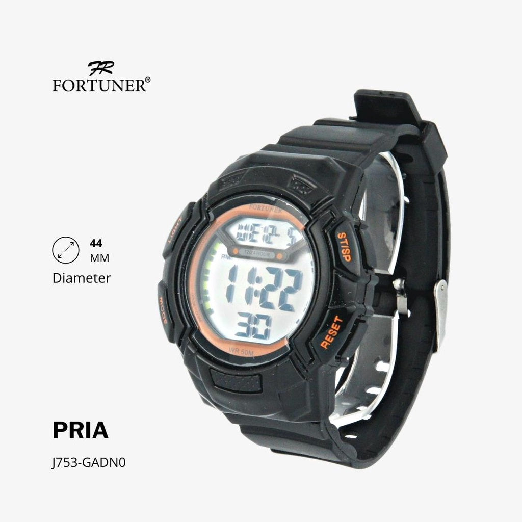 Fortuner Jam Tangan Sport Digital Pria Black Water Resistant Rubber Garrett