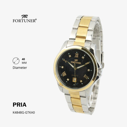 Fortuner Jam Tangan Casual Pria Analog Water Resistant Rantai Stainless Gold Silver Hitam Hoover