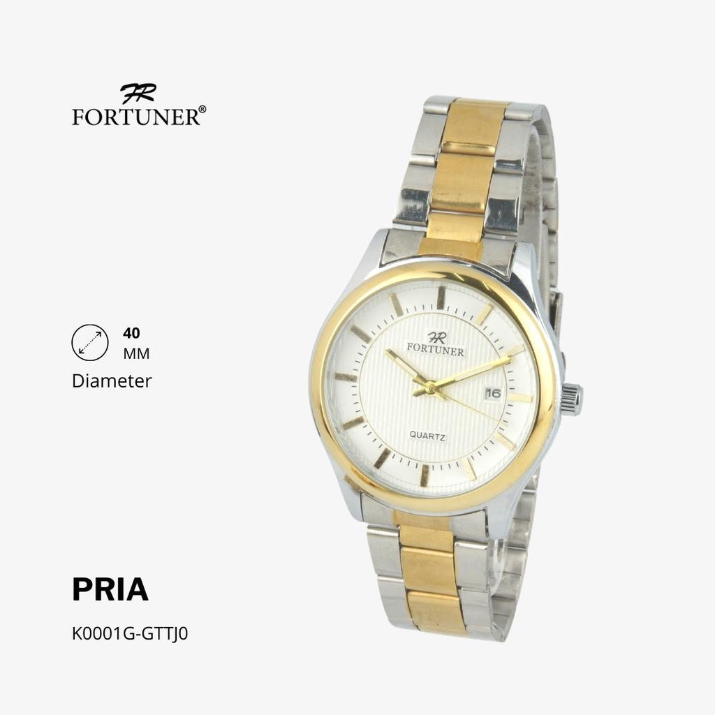 Fortuner Jam Tangan Casual Pria Analog Water Resistant Rantai Stainless Gold Silver Hitam Hammad