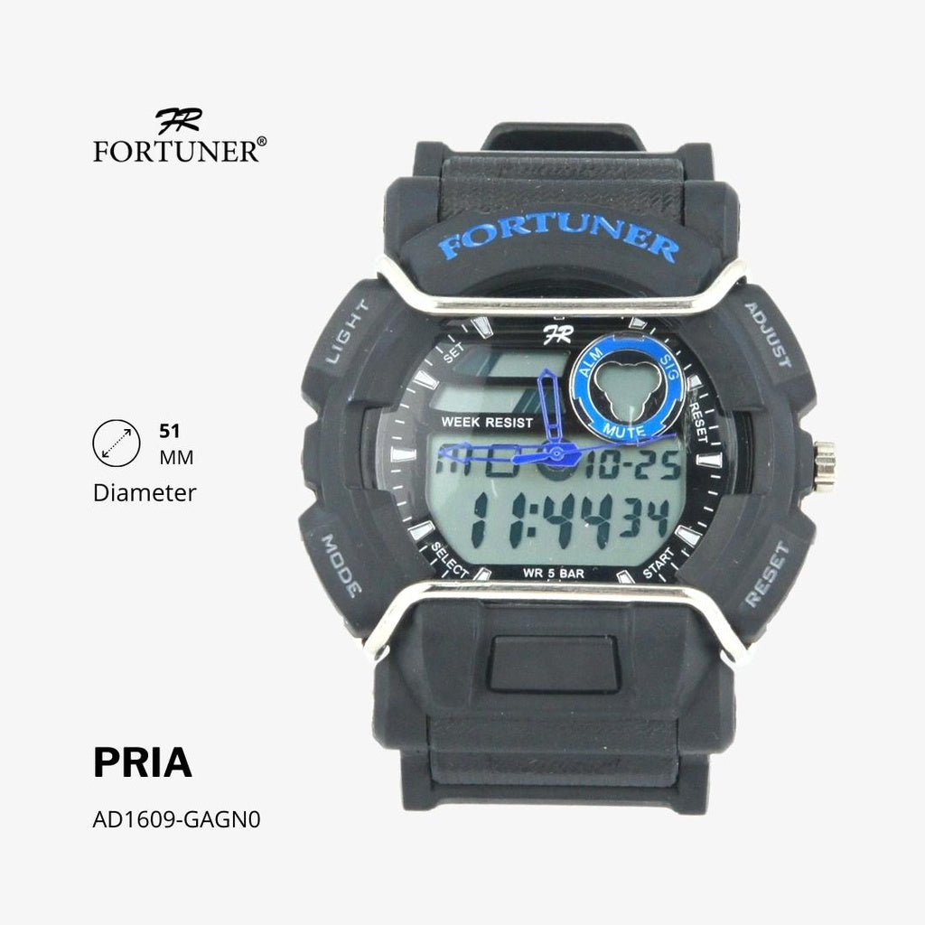 Fortuner Jam Tangan Digital-Analog Pria Red Water Resistant Mason