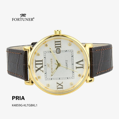 Fortuner Jam Tangan Analog Pria Kulit Klasik Romawi Water Resistant Axel