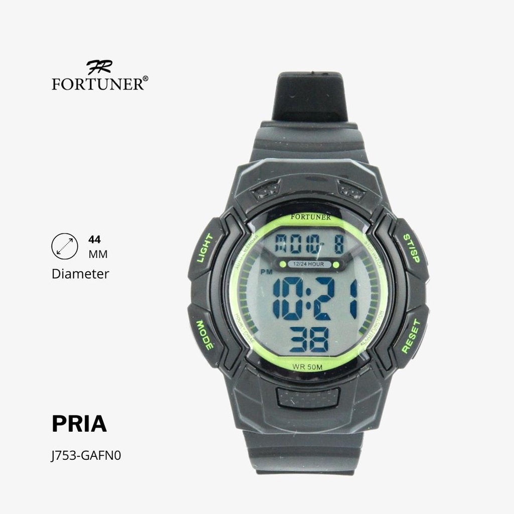 Fortuner Jam Tangan Sport Digital Pria Black Water Resistant Rubber Garrett