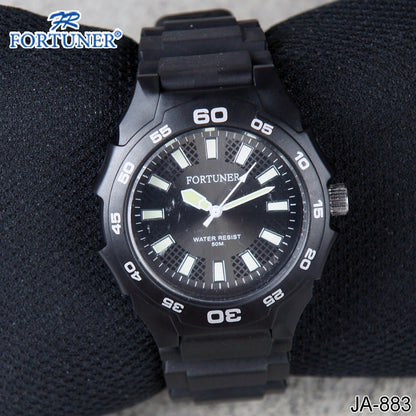 Fortuner Jam Tangan Pria Classic Rubber Analog JA-883 Hitam