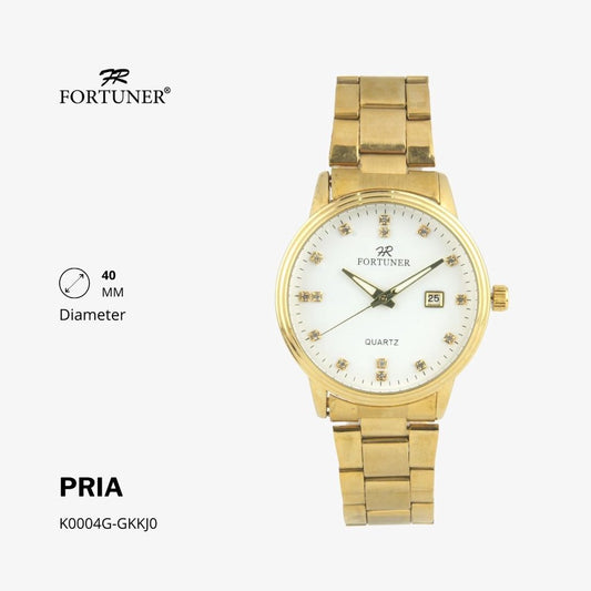 Fortuner Jam Tangan Casual Pria Analog Water Resistant Rantai Stainless Gold Silver Hitam Hadlea