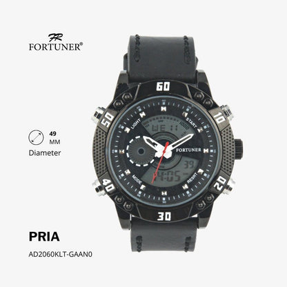 Fortuner Jam Tangan Pria Double Time Water Resistant Kulit Gavin