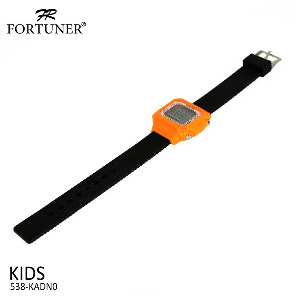 Fortuner Jam Tangan Anak Kids Watch Rubber Black Orange Alfy