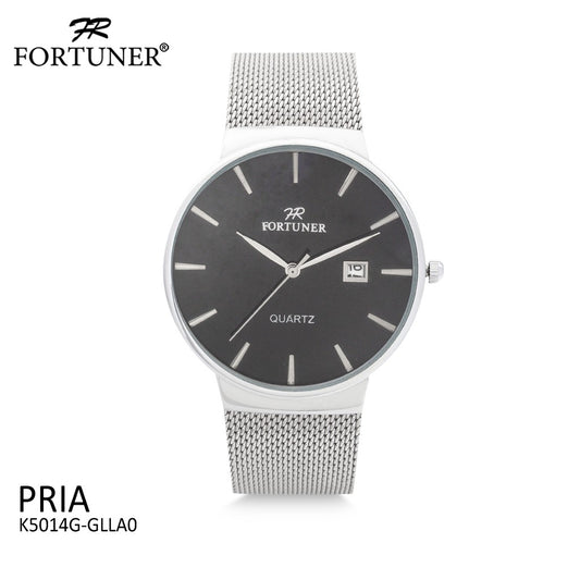 Fortuner Jam Tangan Analog Pria Silver Hitam Water Resistant Axel