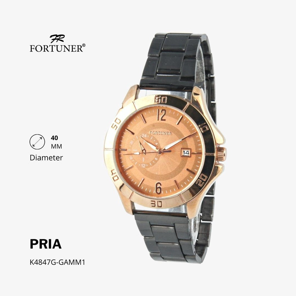 Fortuner Jam Tangan Analog Fashion Pria Water Resistant Rantai Halston