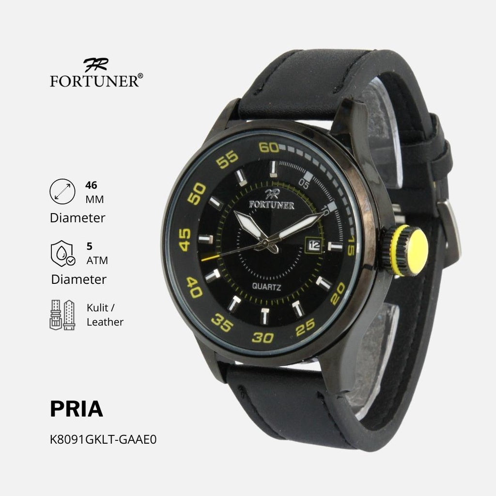 Fortuner Jam Tangan Pria Analog Sport Water Resistant Kulit Bane