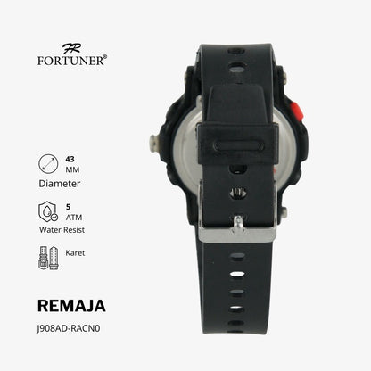 Fortuner Jam Tangan Remaja Dual Time Alarm Chrono Water Resist Rubber Kaiya